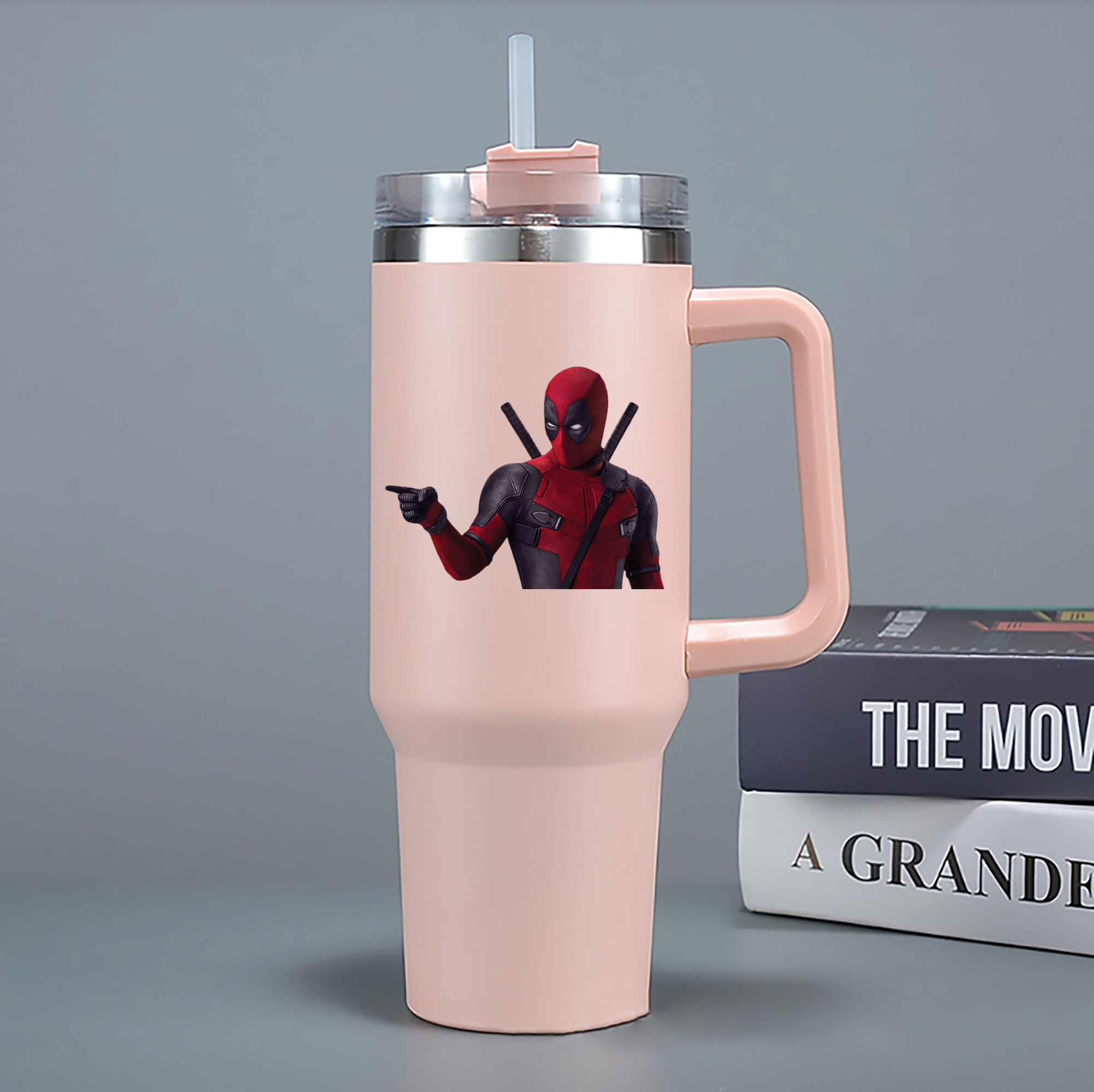 （画像用） Deadpool デッドプール 1200mL車用タンブラー - クリスタルステッカー（プラスチックストロー付き）